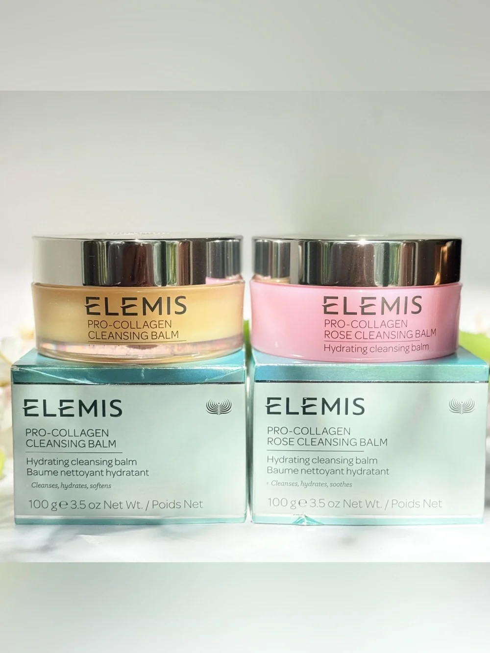 NEW Elemis Pro-Collagen Cleansing Balm Duo 3.5 oz + Rose Cleansing Balm 3.5 oz